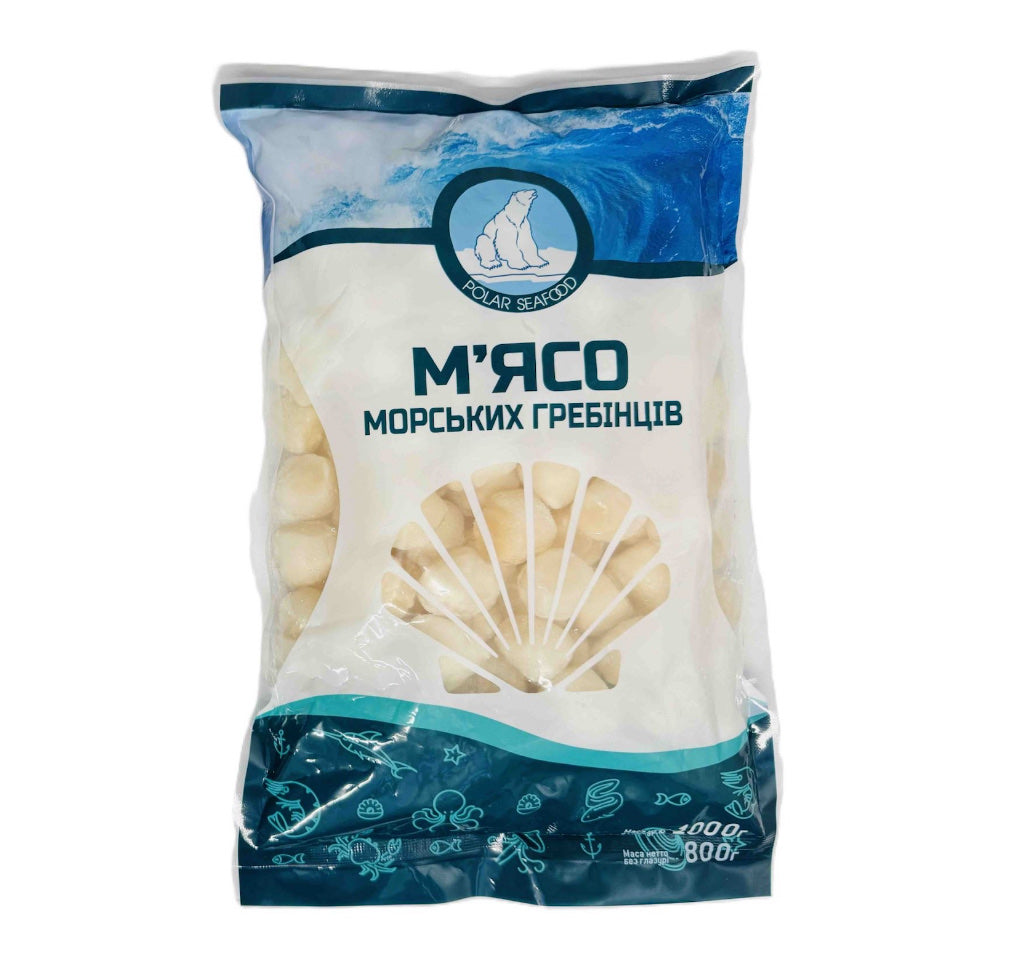 Морепродукти Гребінці морські заморожені 40/60 POLAR SEAFOOD Scallop 1кг 800г