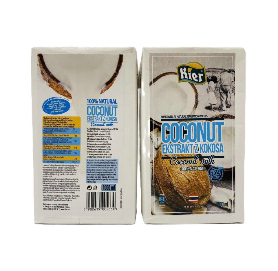 Кокосове Молоко 17-18% KIER. 100% Coconut Milk 1л