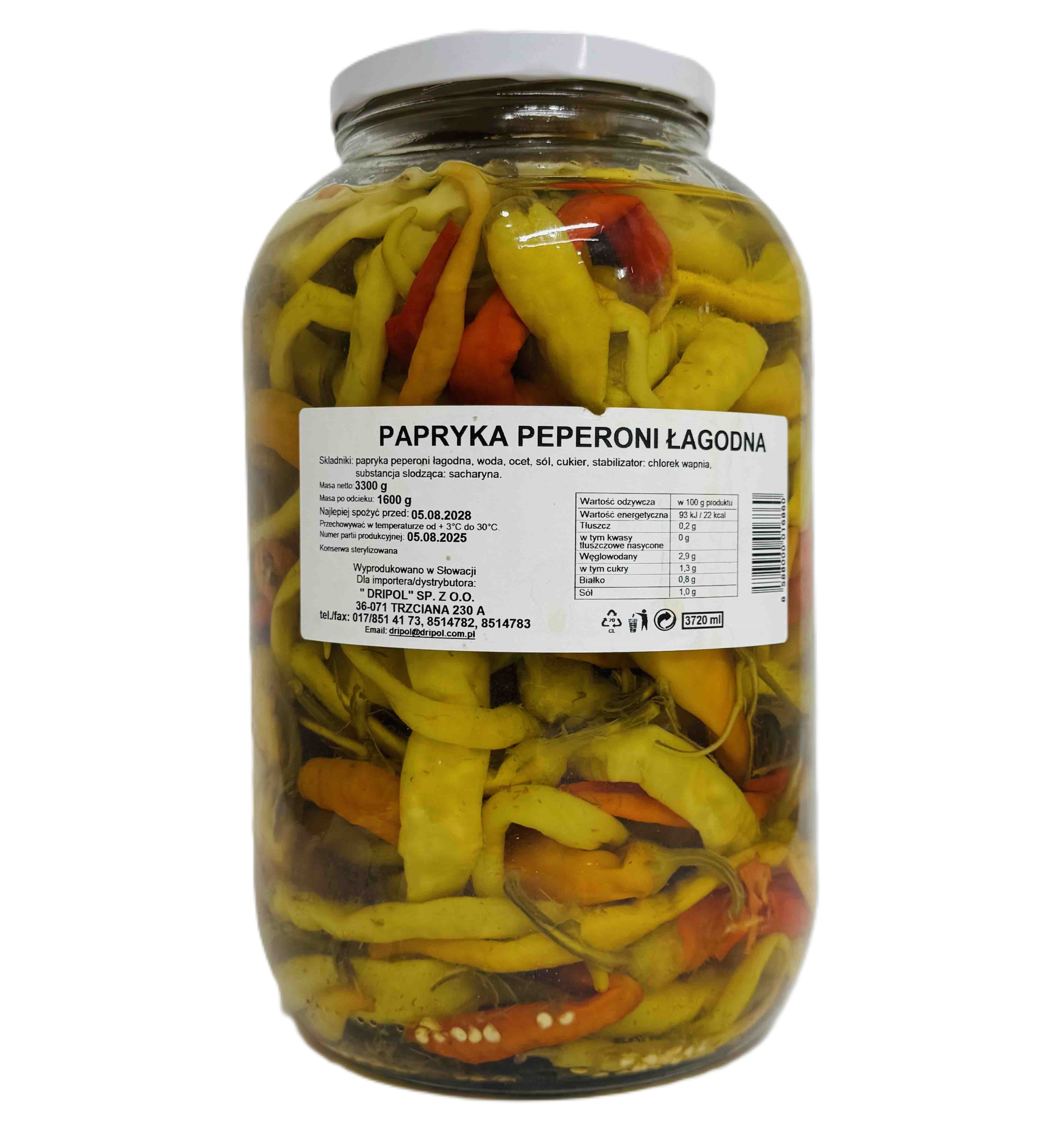 Перець Пеппероні асорті цілий маринований DRIPOL Papryka Peperoni Lagodna