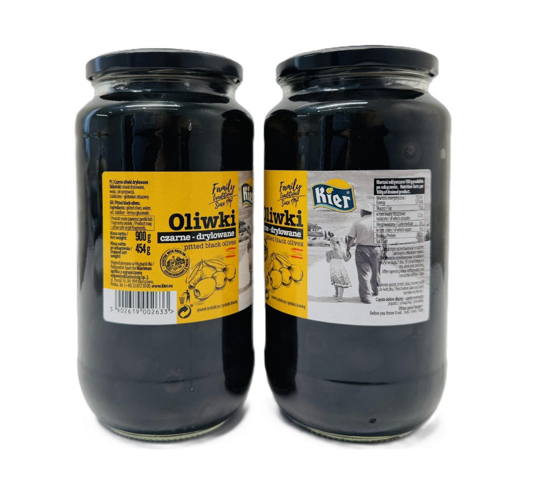 Маслини без кісточки KIER Pitted Black Olives 900г 454г