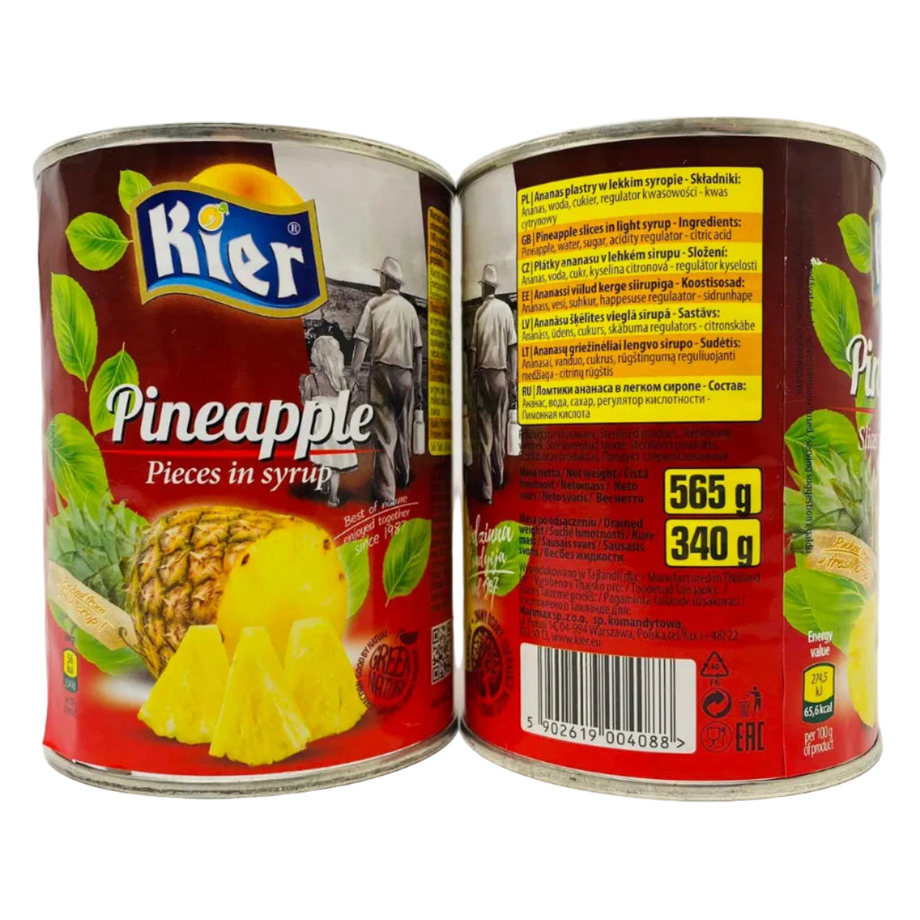 Ананас шматочки у сиропі KIER Pineapple pieces in syrup 565г/340г - KLIKAVKA