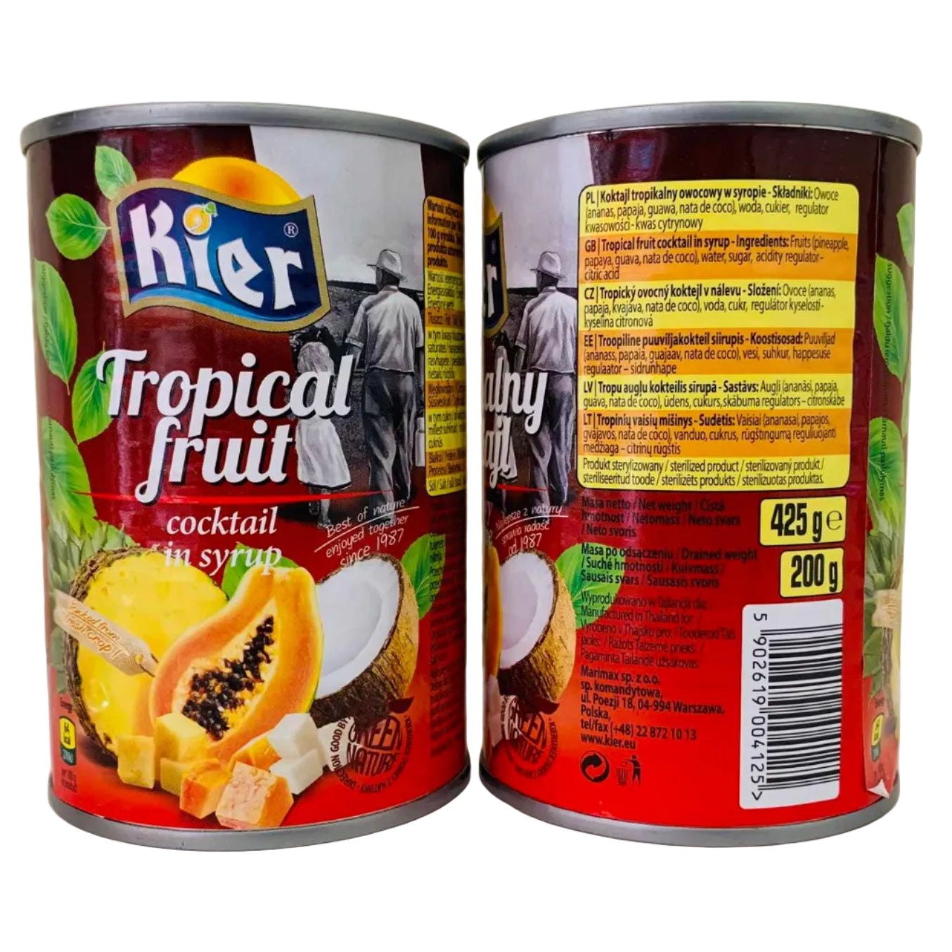 Коктейль KIER Tropical fruit coctail in syrup 425г/250г - KLIKAVKA