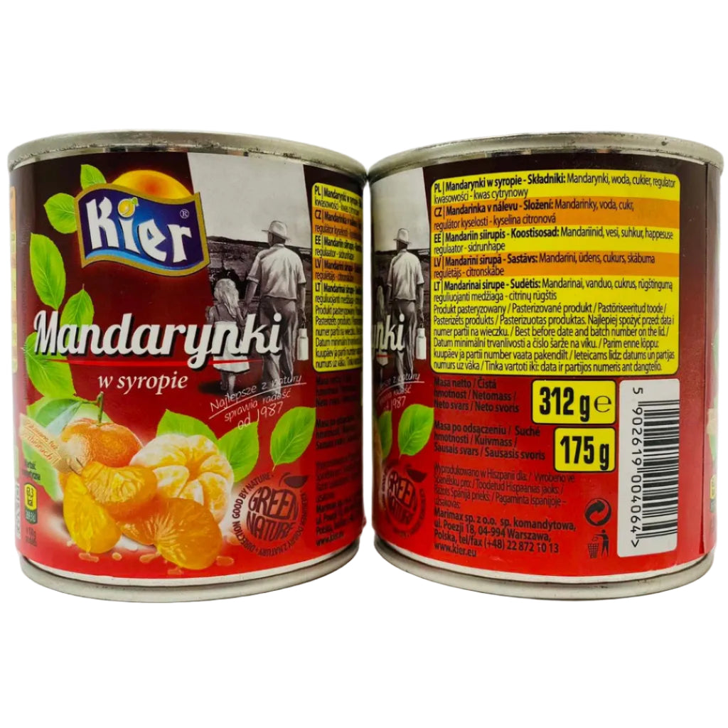 Мандарин чищений у сиропі KIER. Mandarins in syrup 312г/175г - KLIKAVKA