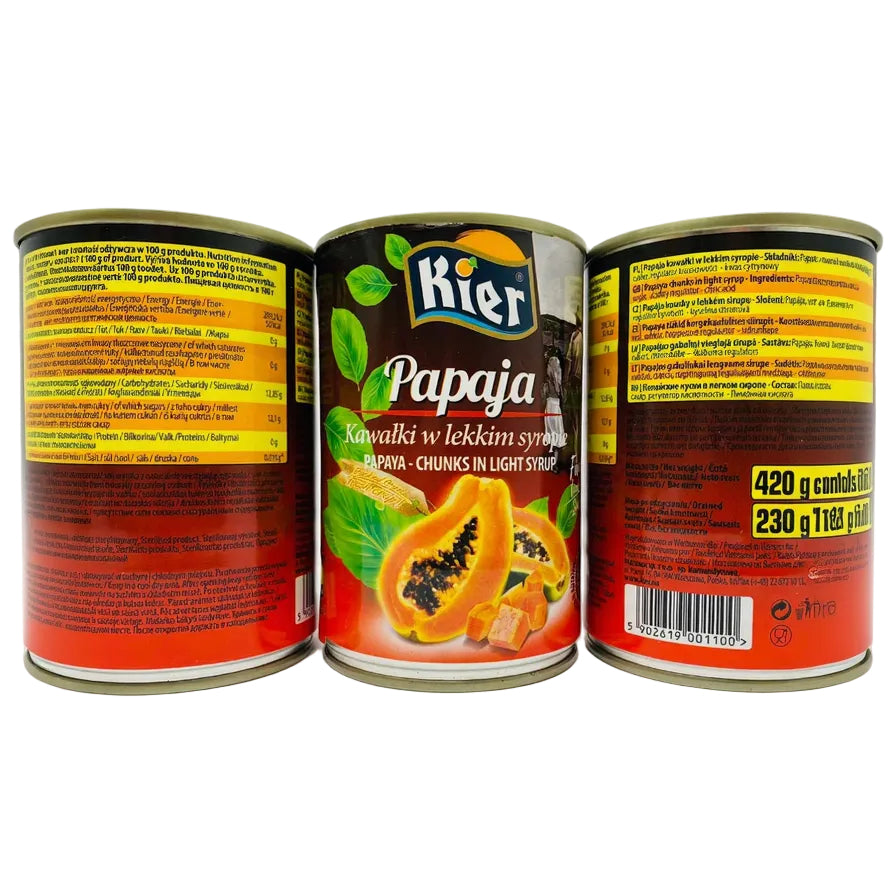 Папая KIER. Papaya chunks in syrup 420г/230г - KLIKAVKA